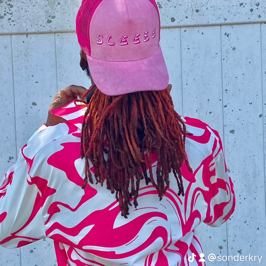 Pink Sleeze Suede Trucker Hat