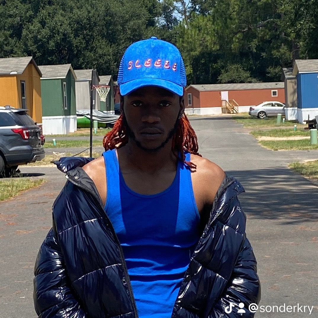 Blue Sleeze Suede Trucker Hat